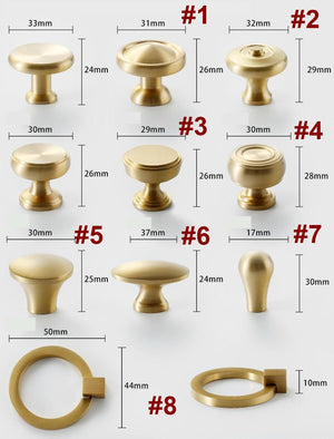 Solid Brass Neoclassical Cabinet Pulls & Knobs - Matte Gold Finish - #4 / 1pc