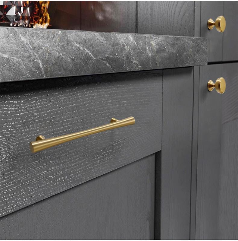 Modern Scandinavian Cabinet Handles Knobs Set Gold Solid Brass Minimalist Neoclassical Drawer Pulls Kitchen Wardrobe Furniture Makeover
