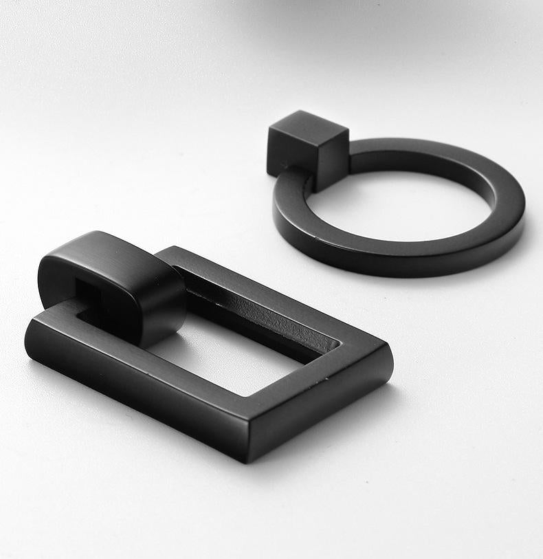 Modern Matte Black Cabinet Knobs Pulls Solid Brass Geometric Minimalist Hardware Set for Kitchen Bathroom Wardrobe Drawer Dresser Renovation