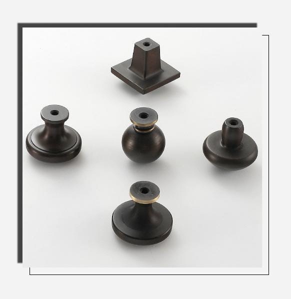 Solid Brass Geometric Cabinet Ring Pulls - Antique Bronze Finish - #10 / 1pc