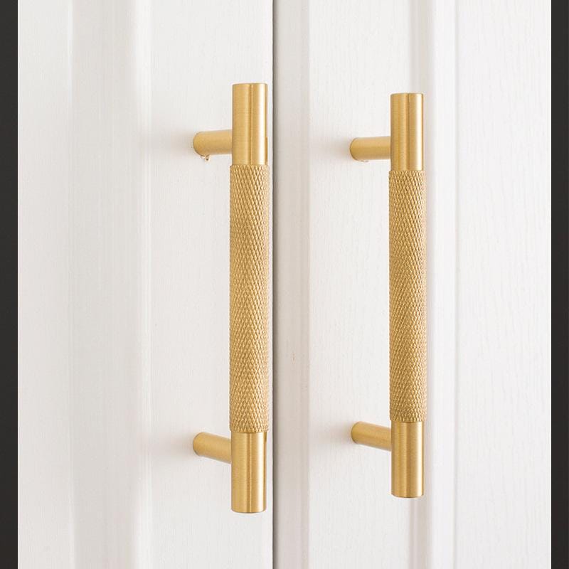 Solid Brass Round Cabinet Pulls & Knobs - Mid-Century Hardware - #4 T-Shape 80mm / 1 pc