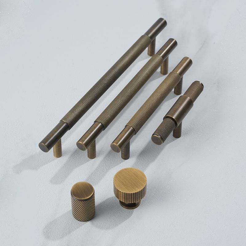 MCM Aged Brass Drawer Pulls Knobs Handles Mid Century Modern Handmade Home Furniture Improvement Kitchen Bathroom Cabinet Dresser Door Decor