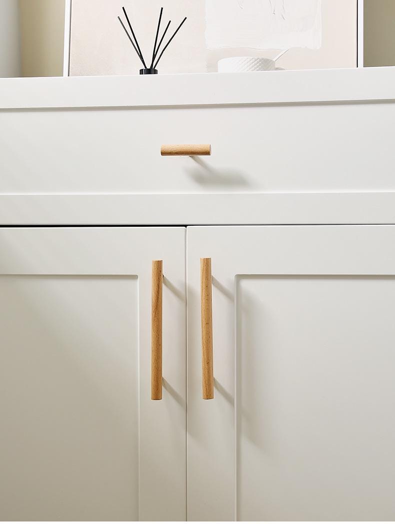 Scandinavian Japandi Wood & Brass Cabinet Handles Minimalist Eco-Friendly Drawer Pulls Knobs for Modern Kitchens Wardrobes Dressers