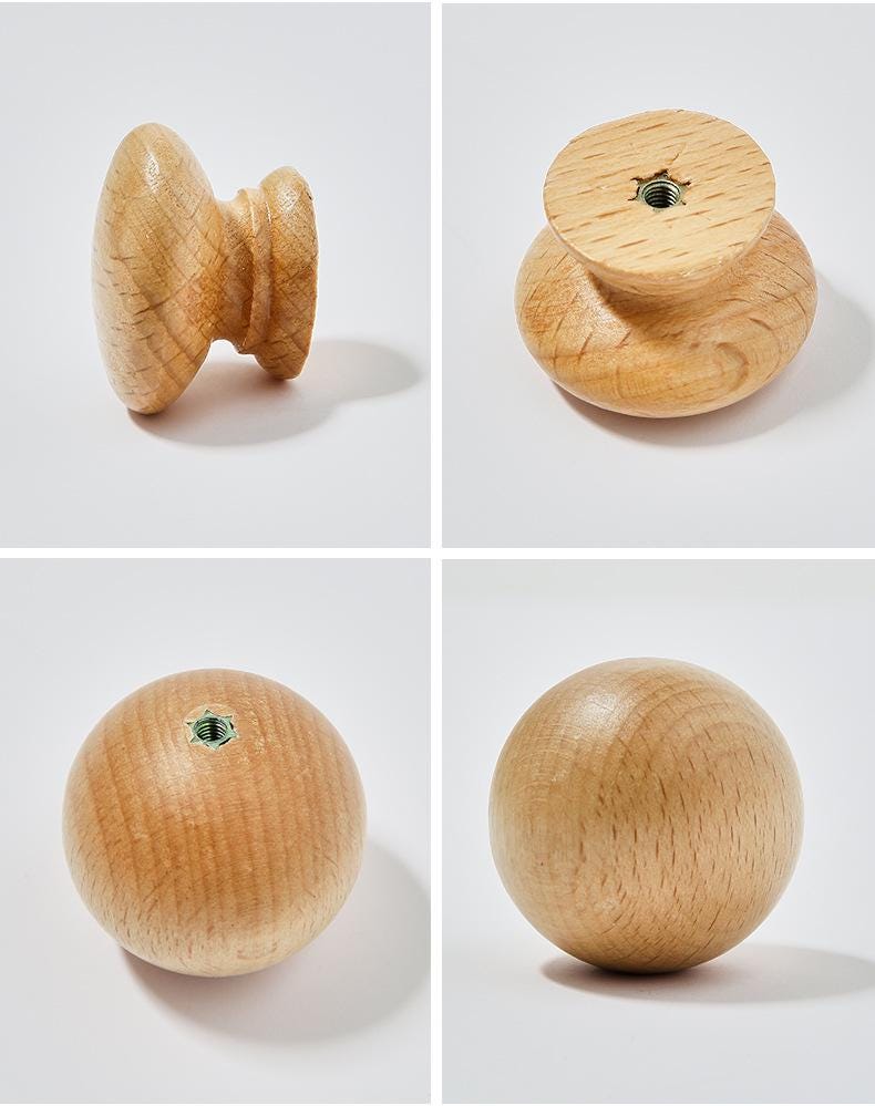Scandinavian Japandi Wood & Brass Cabinet Handles Minimalist Eco-Friendly Drawer Pulls Knobs for Modern Kitchens Wardrobes Dressers