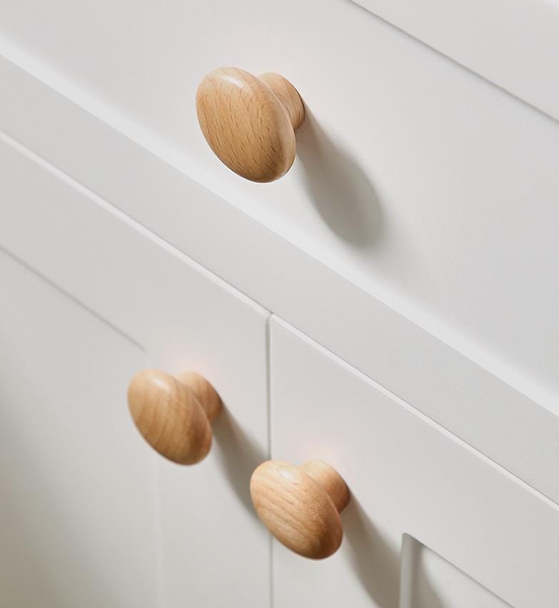 Scandinavian Japandi Wood & Brass Cabinet Handles Minimalist Eco-Friendly Drawer Pulls Knobs for Modern Kitchens Wardrobes Dressers