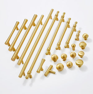 Solid Brass Art Deco Cabinet Pulls & Knobs - Gold Finish Hardware - #1 - 15mm / 1 pc