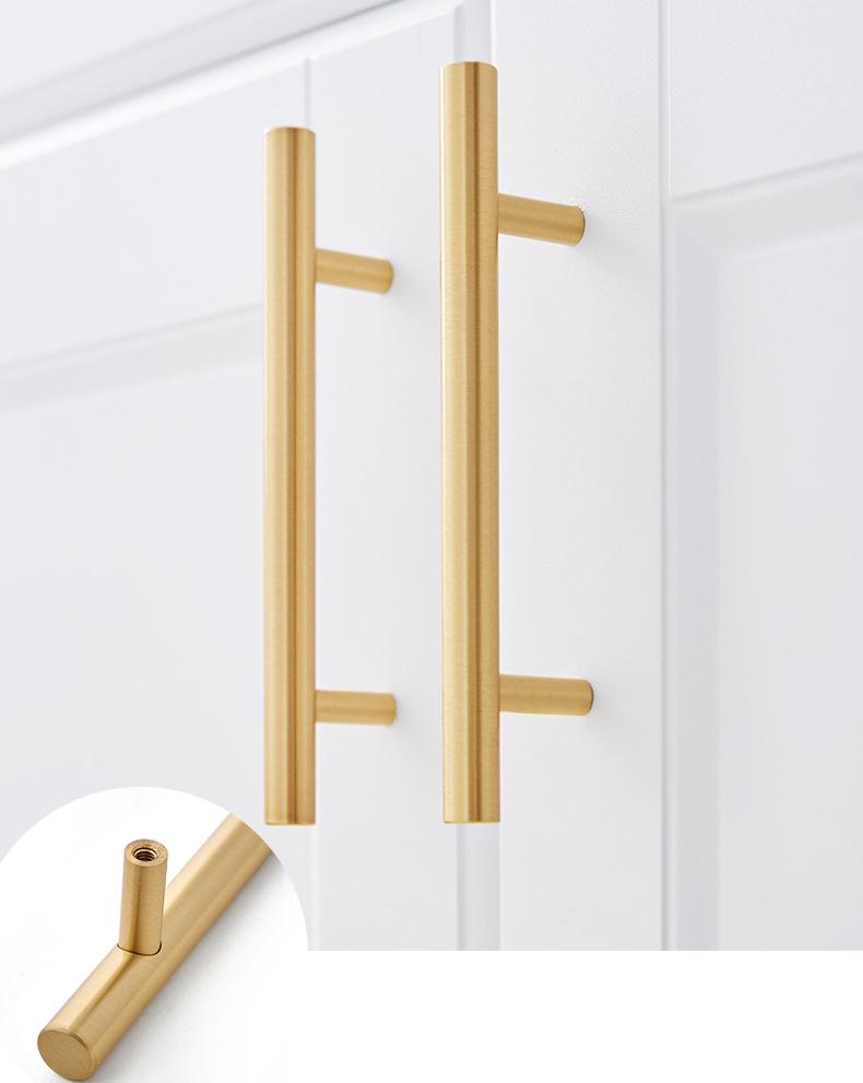 Luxury Gold Solid Brass Cabinet Handles Modern Minimalist Art Deco Drawer Pulls Knobs for Kitchens Wardrobes Dressers Classic Interiors