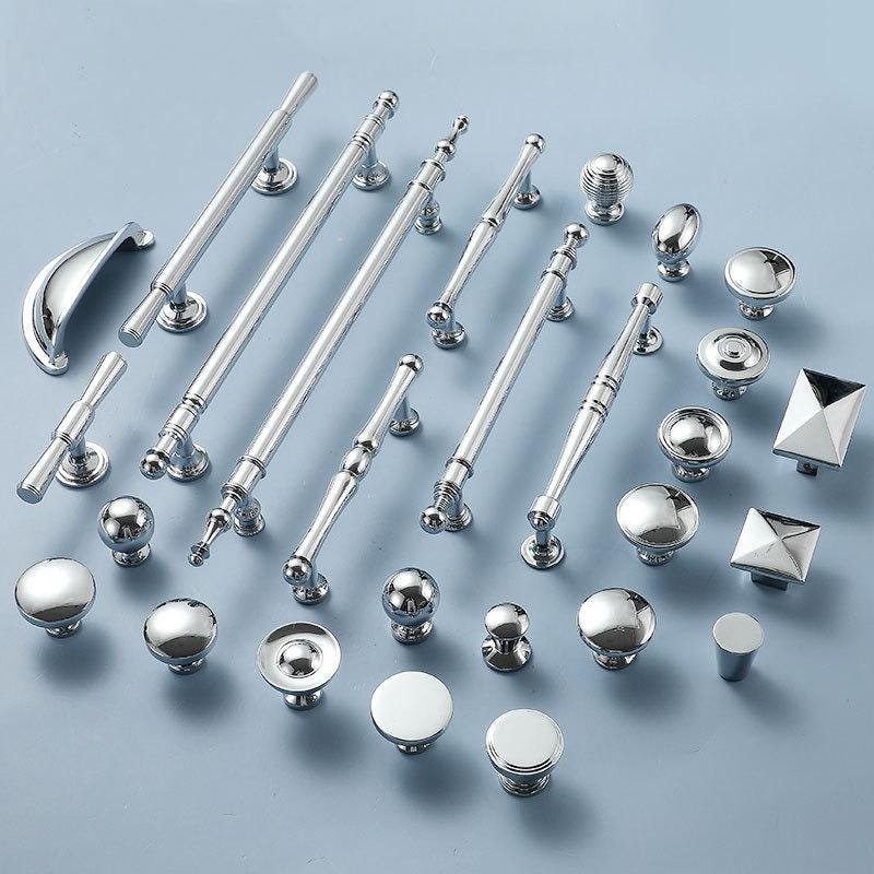 Chrome Solid Brass Cabinet Knobs Pulls Classic Modern Drawer Handles Polished Silver Kitchen Closet Dresser Furniture Makeover