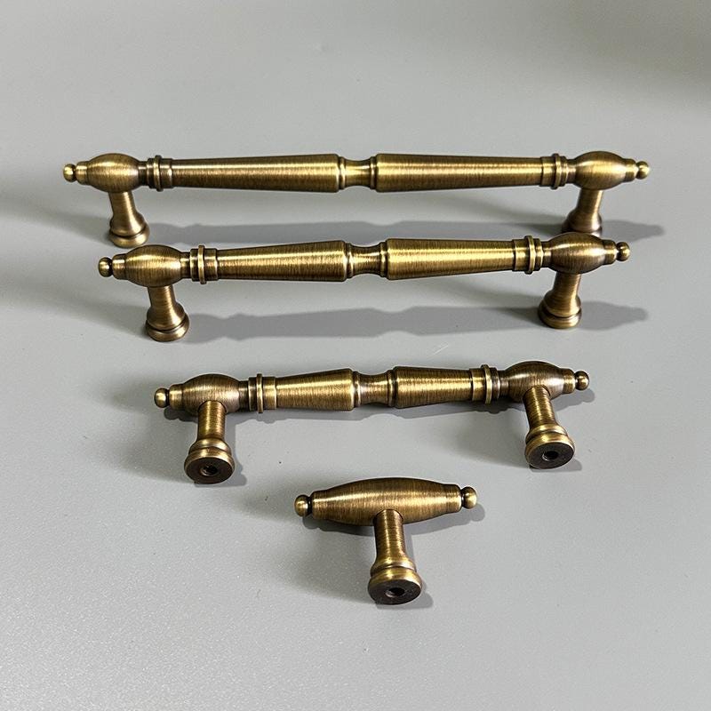 Antique Bronze Vintage Drawer Pulls Classic Neoclassical Rustic Aged Solid Brass Cabinet Handles Dresser Closet Traditional Furniture Doors