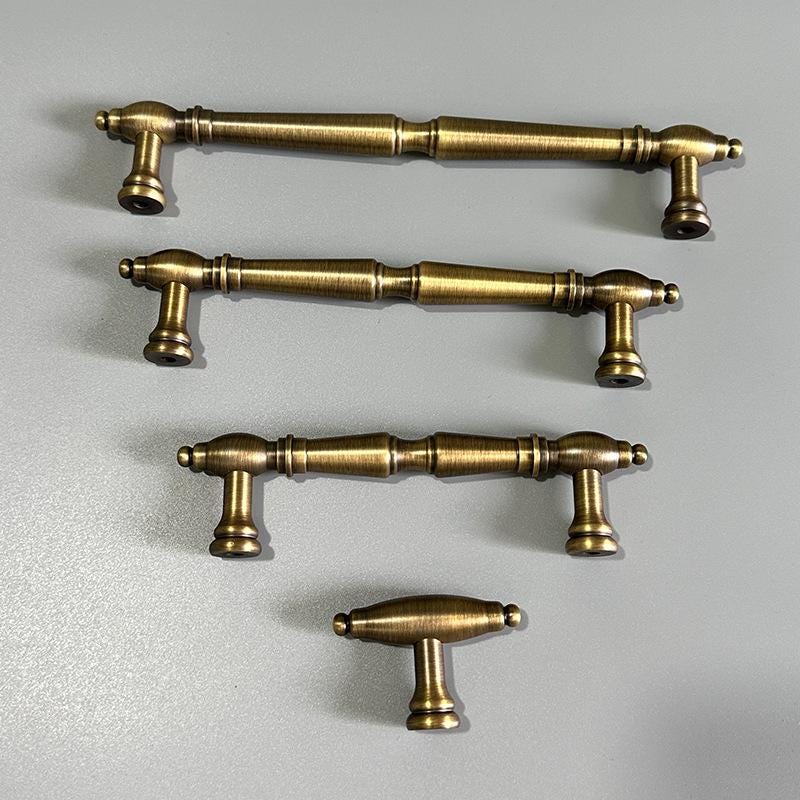 Solid Brass Round Cabinet Pulls & Knobs - Antique Bronze Finish - #1 - 128mm / 1 pc