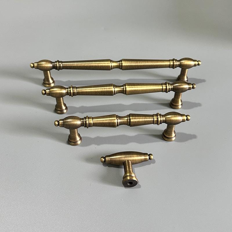 Antique Bronze Vintage Drawer Pulls Classic Neoclassical Rustic Aged Solid Brass Cabinet Handles Dresser Closet Traditional Furniture Doors