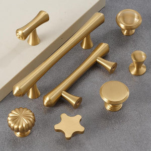 Solid Brass Floral Cabinet Pulls & Knobs - Matte Gold Finish - #5 - 14mm / 1 pc
