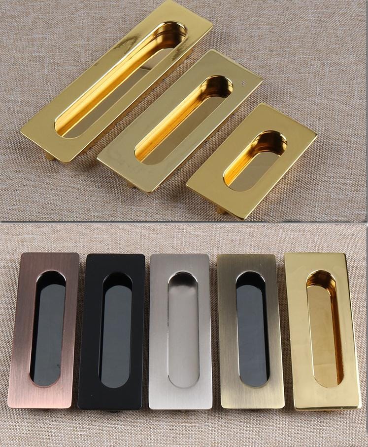 Modern Recessed Cabinet Pulls Metal Minimalist Flush Handles Gold Black Silver Bronze Sliding Doors Drawers Furniture Projects