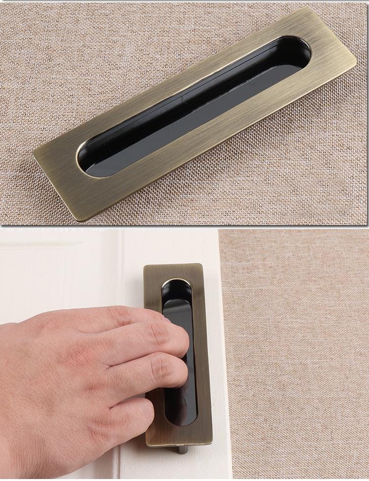 Alloy Flush Cabinet Pulls - Red Bronze Finish Decorative Hardware - Steel - 138mm / 1pc