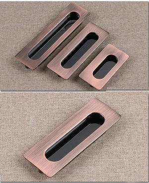 Alloy Flush Cabinet Pulls - Red Bronze Finish Decorative Hardware - Bronze - 75mm / 1pc