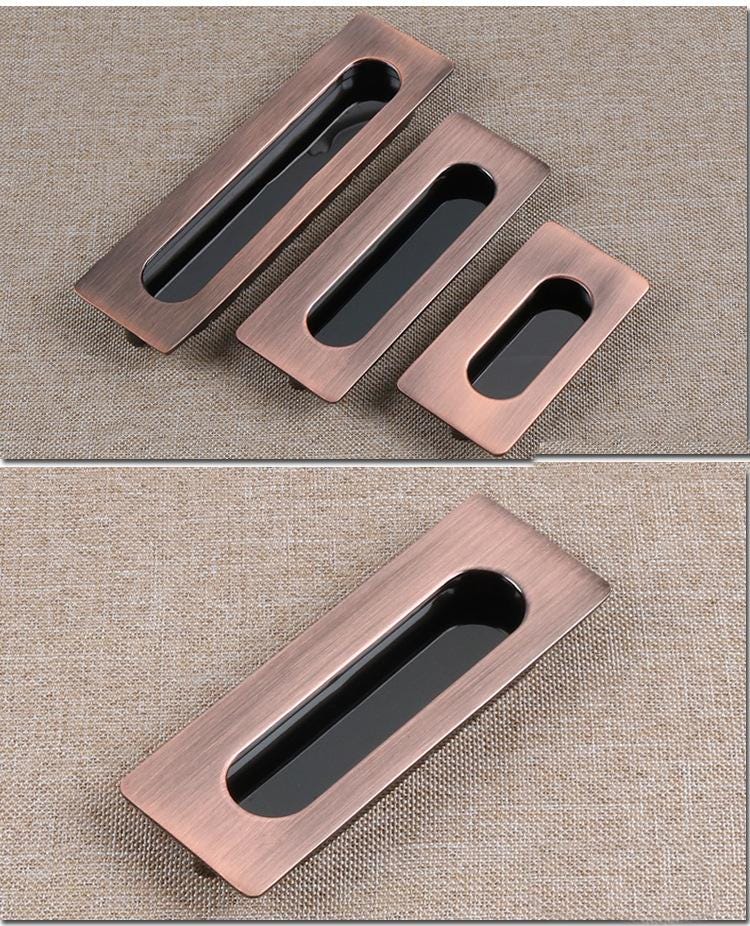 Alloy Flush Cabinet Pulls - Red Bronze Finish Decorative Hardware - Bronze - 75mm / 1pc