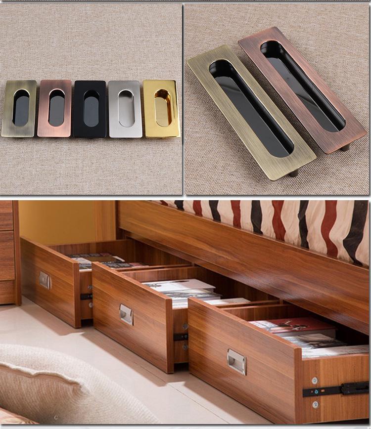 Alloy Flush Cabinet Pulls - Red Bronze Finish Decorative Hardware - Red Bronze - 75mm / 1pc