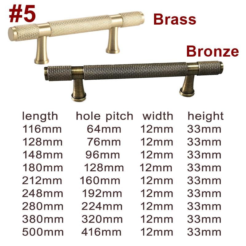 Knurled Solid Brass Cabinet Pull Handles Modern Industrial Drawer Handles Gold Bronze Kitchen Bathroom Cabinets Bedroom Dresser Drawers