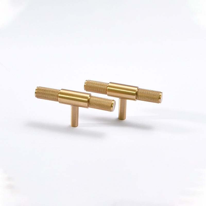 Knurled Solid Brass Cabinet Pull Handles Modern Industrial Drawer Handles Gold Bronze Kitchen Bathroom Cabinets Bedroom Dresser Drawers