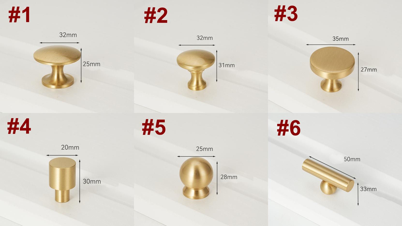 Solid Brass Fluted Cabinet Pulls & Knobs - Matte Gold Finish - #4 / 1 pc