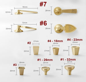 Solid Brass Floral Cabinet Pulls & Knobs - Gold Finish for Cabinets - #1 - 32mm / 1pc