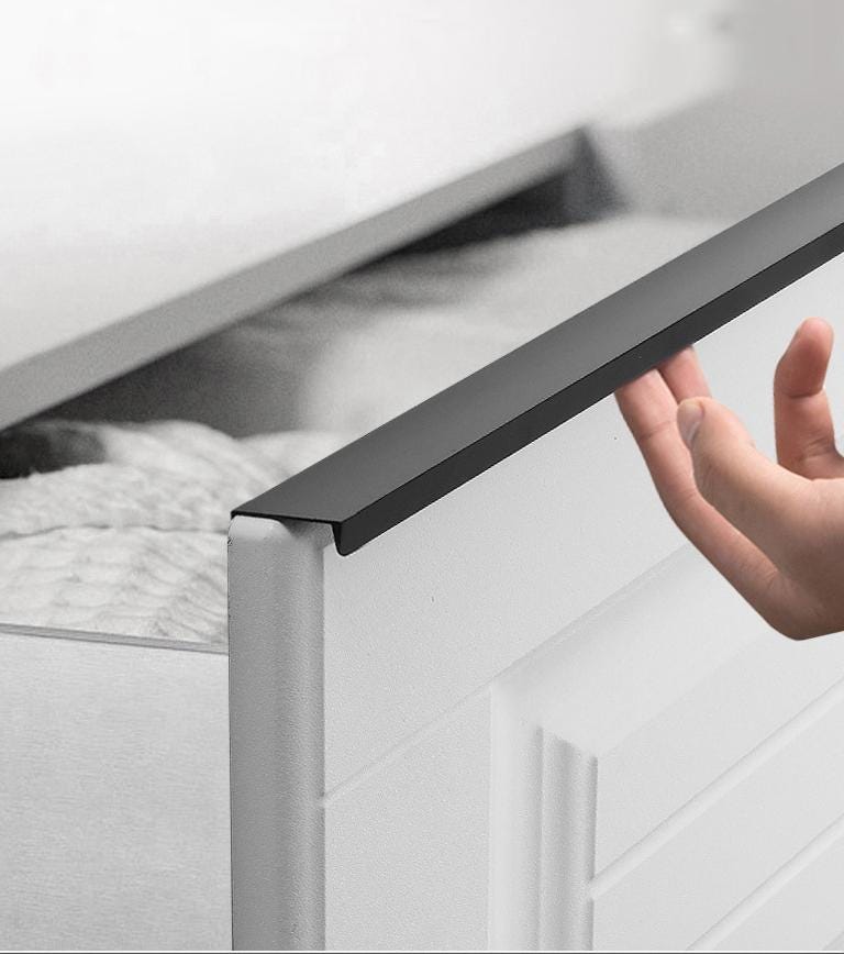 Minimalist Black Edge Pulls Modern Flat Metal Cabinet Handles Kitchen Closet Drawer Furniture Scandinavian Contemporary Style Interior