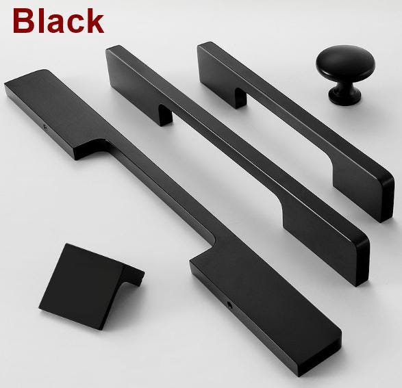 Solid Brass Square Cabinet Pulls & Knobs - Black Finish Hardware - #1 Black Bronze / 1pc