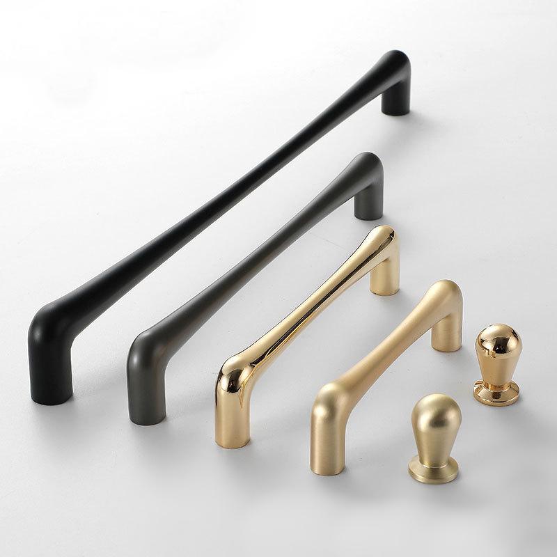 Modern Minimalist Cabinet Pulls Black Gold Matte Solid Brass Drawer Handles Tapered Shape Kitchen Closet Bathroom Vanities Furniture Decor