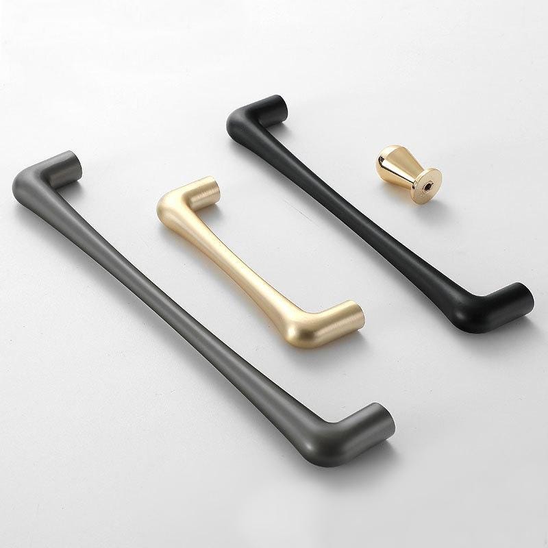 Modern Minimalist Cabinet Pulls Black Gold Matte Solid Brass Drawer Handles Tapered Shape Kitchen Closet Bathroom Vanities Furniture Decor