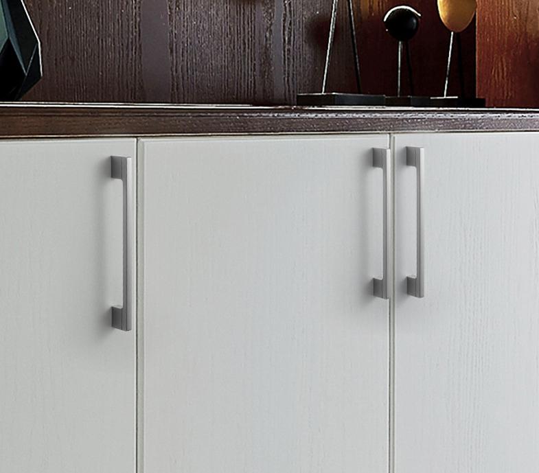 Modern Square Cabinet Pulls Minimalist Solid Brass Gold Silver Handles Geometric Design Kitchen Closet Drawer Contemporary Furniture