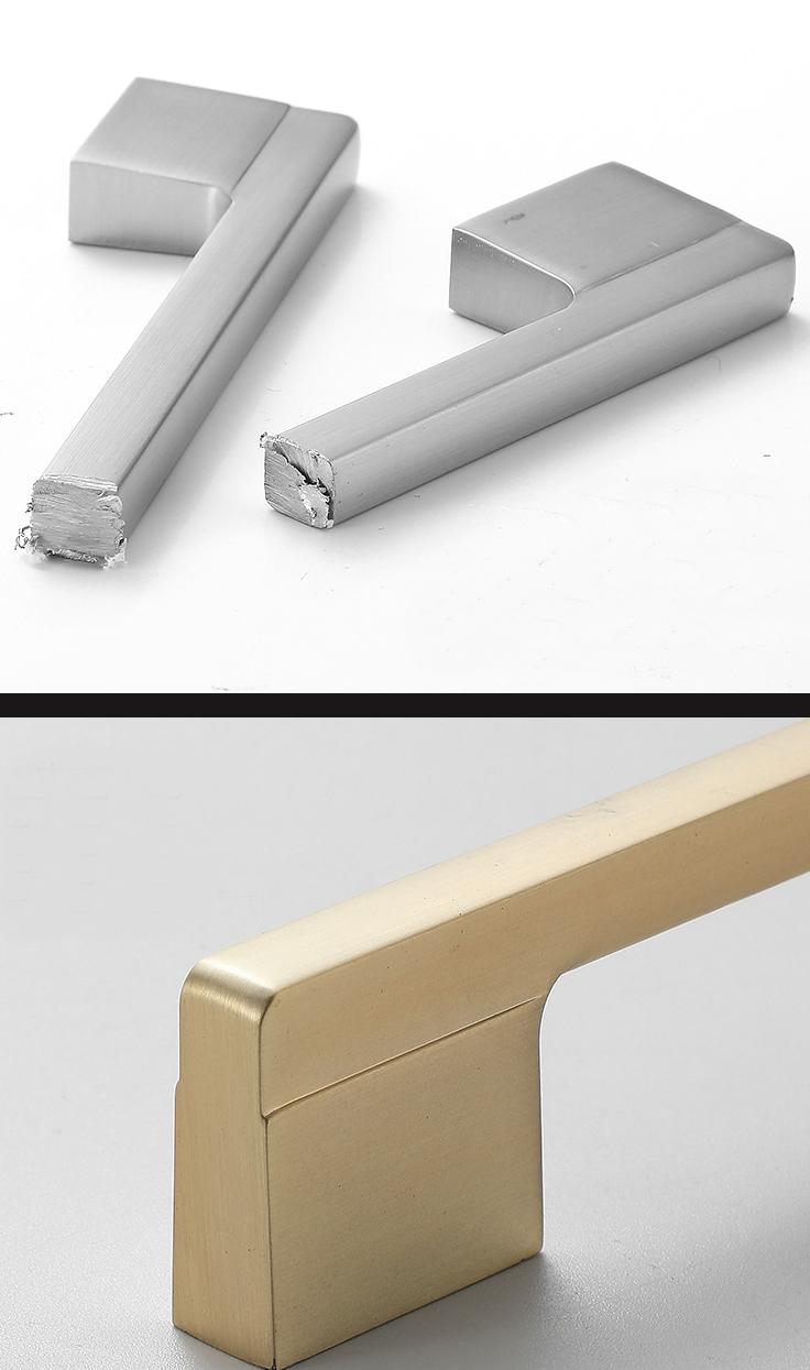 Modern Square Cabinet Pulls Minimalist Solid Brass Gold Silver Handles Geometric Design Kitchen Closet Drawer Contemporary Furniture