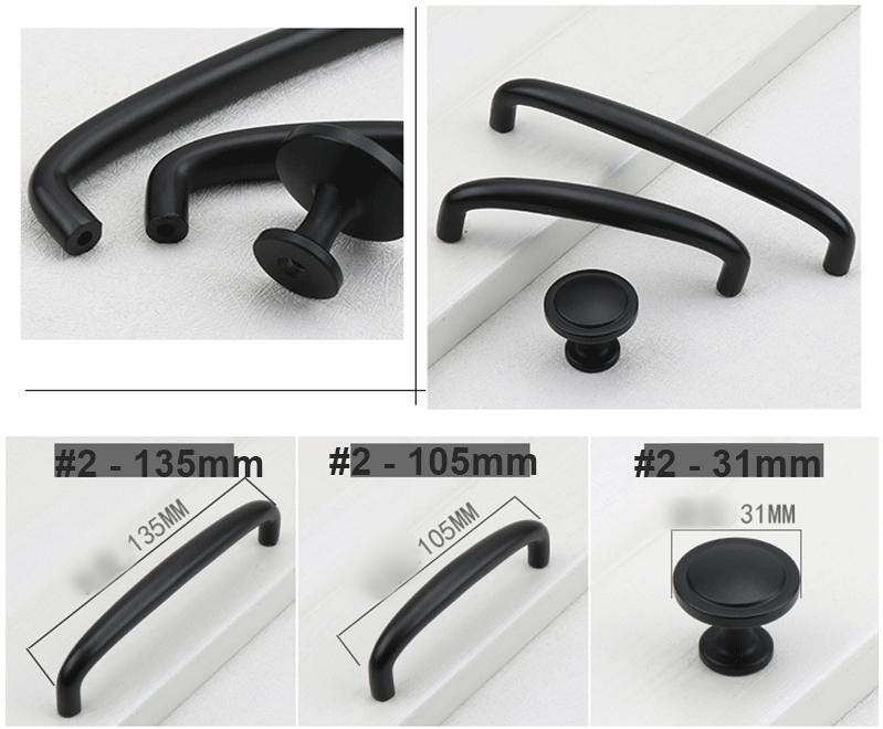 Solid Brass Ring Cabinet Edge Pulls - Black Finish for Wardrobes - #1 - 154mm / 1pc