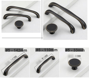 Solid Brass Ring Cabinet Edge Pulls - Black Finish for Wardrobes - #2 - 135mm / 1pc