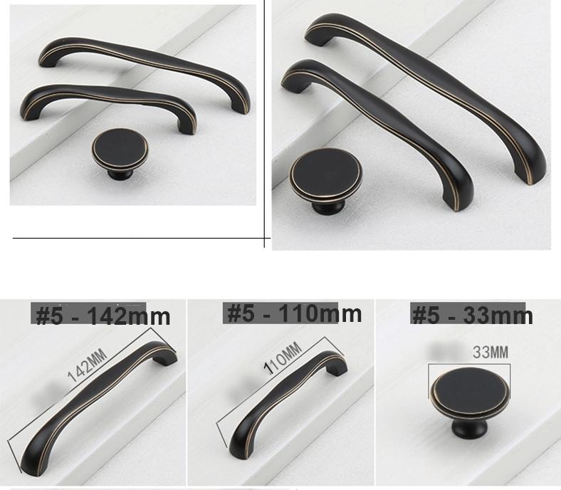 Solid Brass Ring Cabinet Edge Pulls - Black Finish for Wardrobes - #2 - 135mm / 1pc