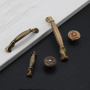 Solid Brass Round Cabinet Pulls & Knobs - Antique Bronze Finish - Rose Gold - Round / 1pc