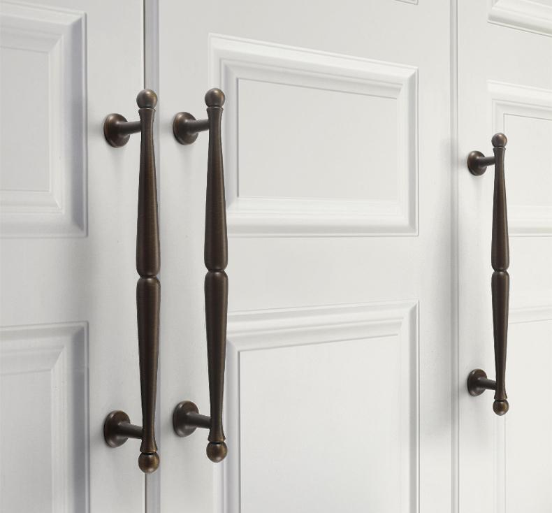 Transitional Cabinet Solid Brass Pulls Modern Vintage Style Knobs Handles Black Bronze Gold Kitchen Dresser Classic Furniture