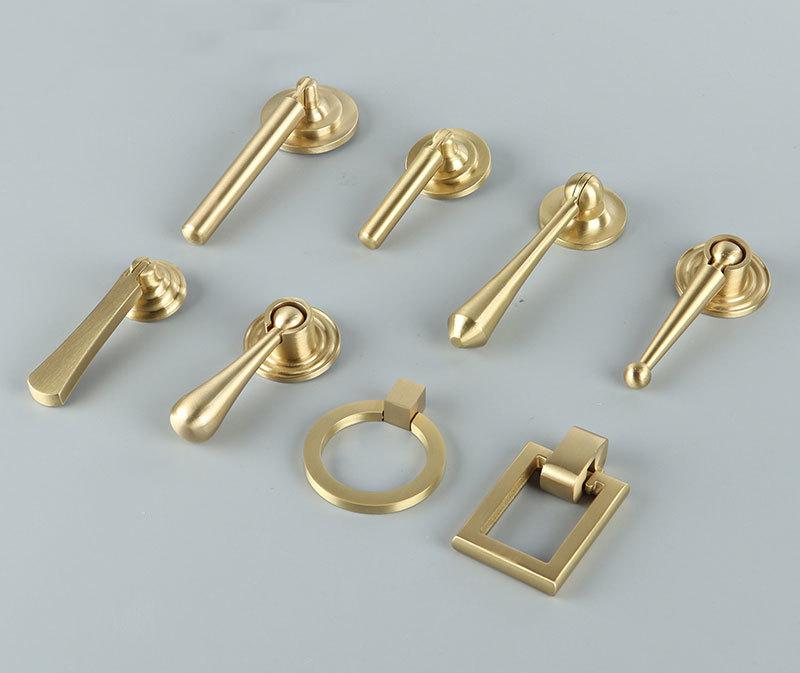 Solid Brass Round Cabinet Ring Pulls - Brushed Gold Finish Hardware - #6 / 1pc