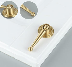 Solid Brass Round Cabinet Ring Pulls - Brushed Gold Finish Hardware - #7 / 1pc