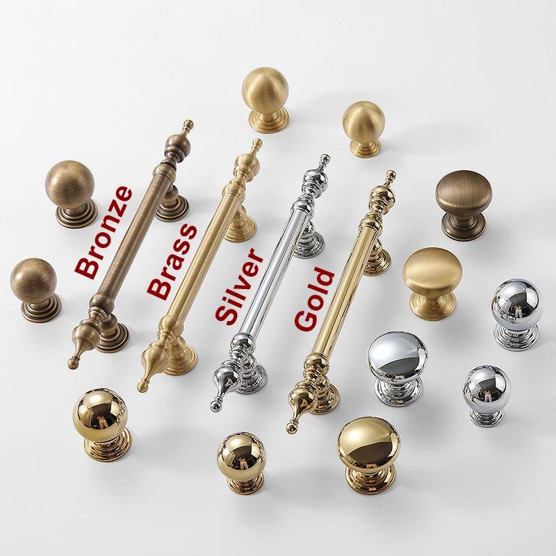 Classic Cabinet Solid Brass Knobs Pulls Vintage Gold Brass Chrome Handles Traditional Dresser Kitchen Closet Furniture Decor