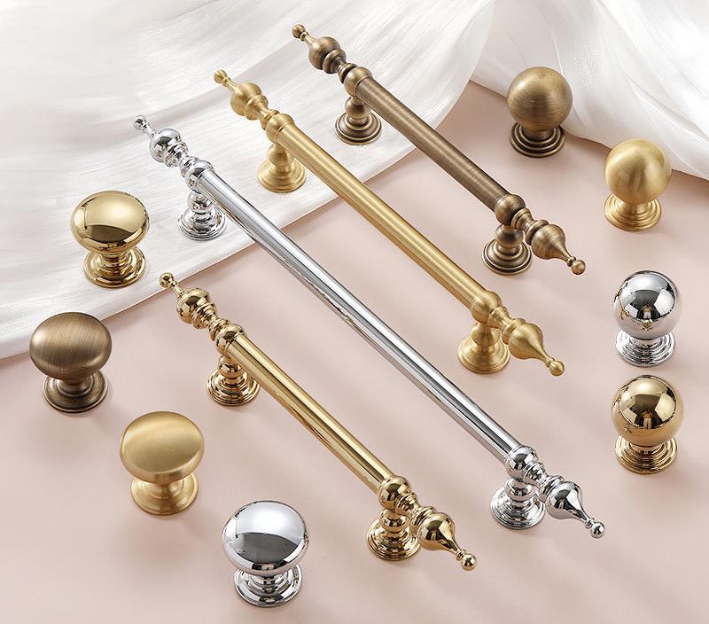 Classic Cabinet Solid Brass Knobs Pulls Vintage Gold Brass Chrome Handles Traditional Dresser Kitchen Closet Furniture Decor