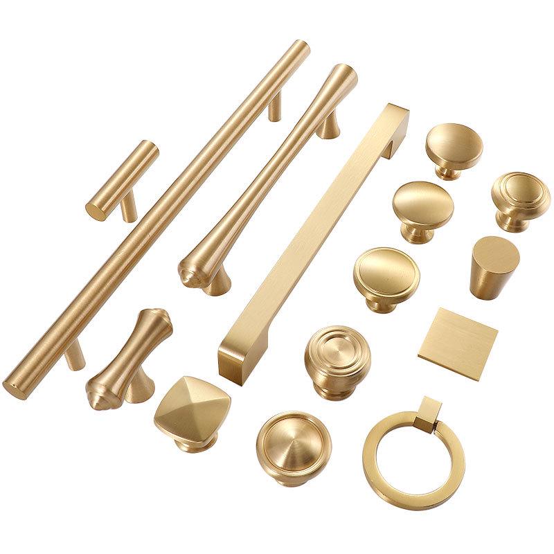 Modern Gold Solid Brass Cabinet Knobs Pulls Scandinavian Minimalist Vintage Style Drawer Handles Kitchen Dresser Wardrobe Closet Home Decor