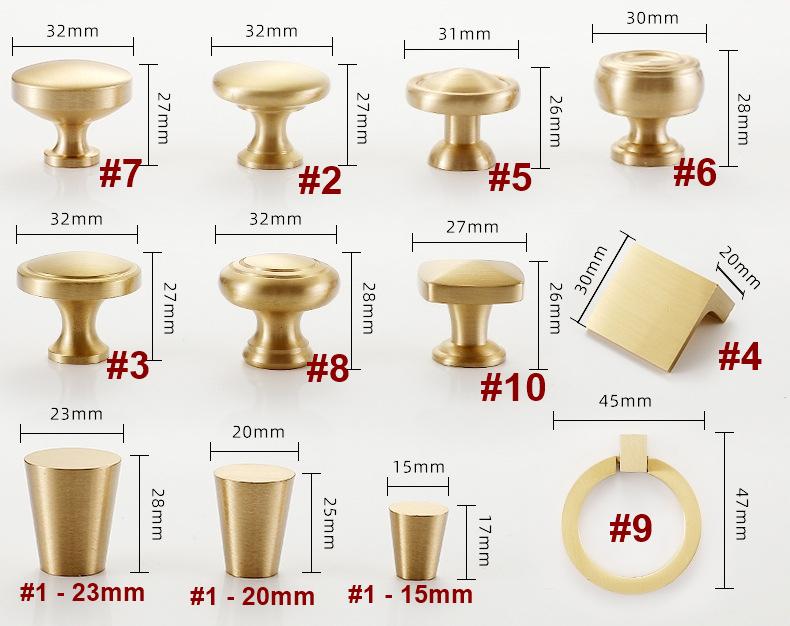 Modern Gold Solid Brass Cabinet Knobs Pulls Scandinavian Minimalist Vintage Style Drawer Handles Kitchen Dresser Wardrobe Closet Home Decor