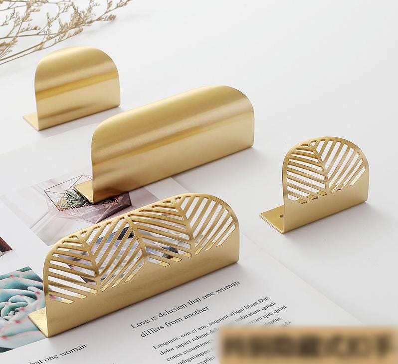 Modern Solid Brass Drawer Pulls Art Deco Minimalist Cutout Cabinet Handles Gold Half Moon Leaf Kitchen Bathroom Cupboard Bedroom Dresser