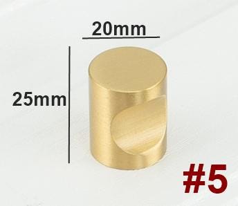 Solid Brass Minimalist Cabinet Pulls & Knobs - Matte Gold Finish - #3 / 1pc