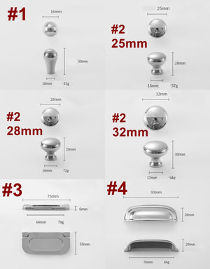 Solid Brass Cabinet Cup Pulls - Polished Silver Finish for Cabinets - #2 - 25mm / 1pc