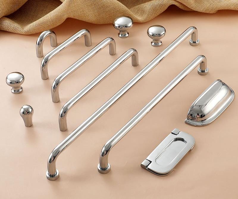 Solid Brass Cabinet Cup Pulls - Polished Silver Finish for Cabinets - #3 / 1pc
