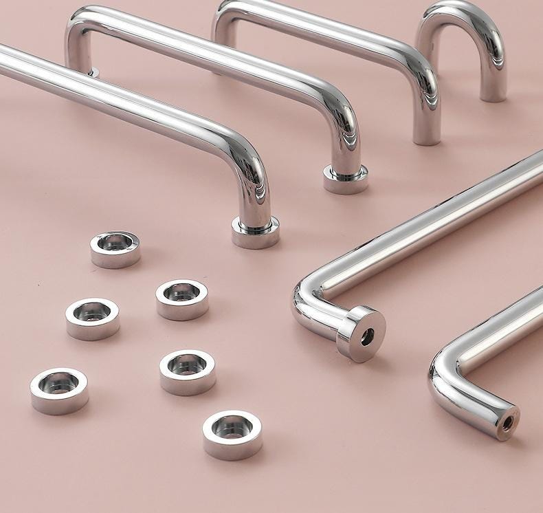 Solid Brass Cabinet Cup Pulls - Polished Silver Finish for Cabinets - #5 - 160mm / 1pc
