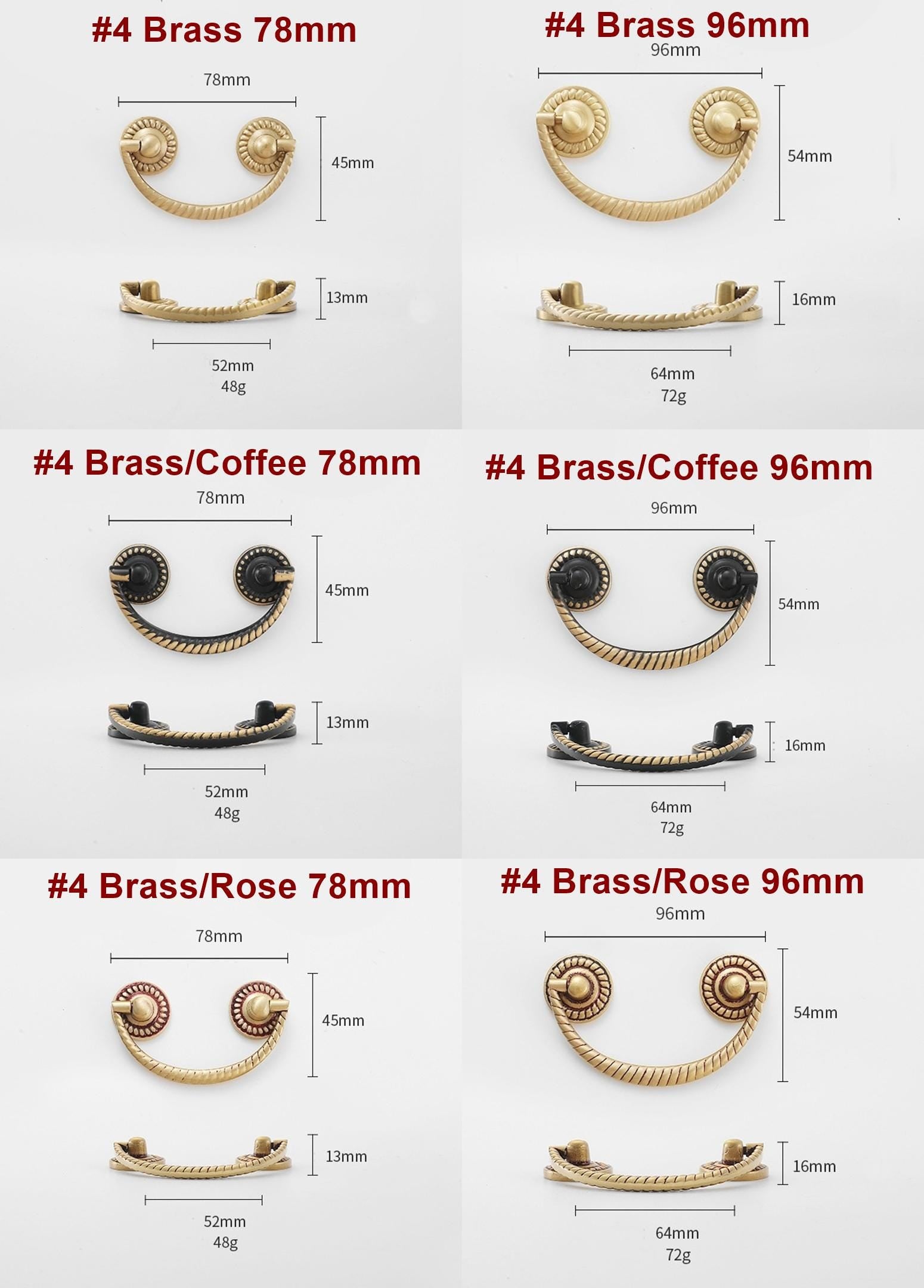 Solid Brass Floral Cabinet Pulls & Knobs - Black Finish Hardware - #2 Brass 130mm / 1pc