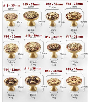 Solid Brass Floral Cabinet Pulls & Knobs - Antique Bronze Finish - #3 - 128mm / 1pc