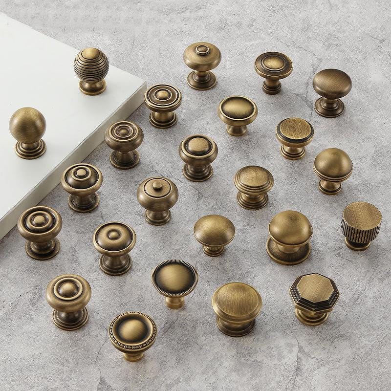 Antique Solid Brass Cabinet Knobs Classic Vintage Round Drawer Pulls Kitchen Cabinets Dressers Closets Furniture Renovation